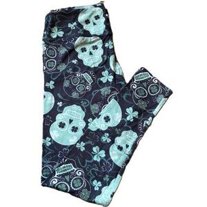 CP Designs OS Leggings Sugar Skulls St Patricks Day Irish Shamrock